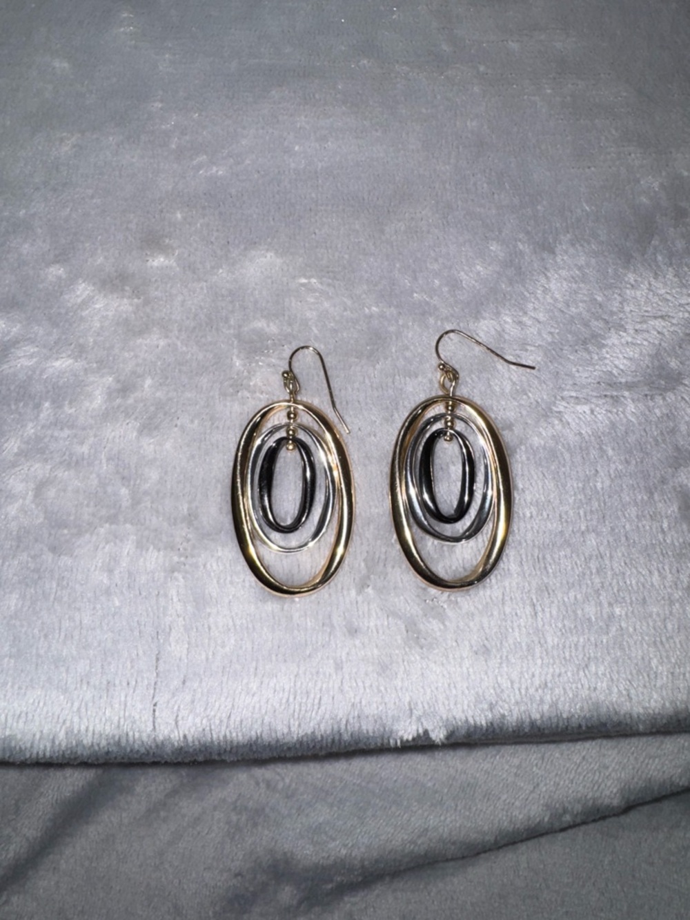 Source Unknown Gold and Silver Layered Oval Drop Earrings - Women Jewelry